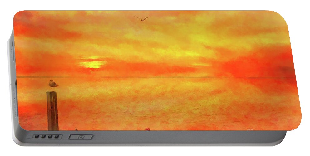 The Beauty Of A Sunset Portable Battery Charger featuring the digital art The Beauty of a Sunset by Randy Steele