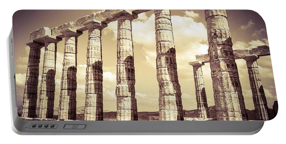 Temple Of Poseidon Portable Battery Charger featuring the photograph The Beauty of The Temple of Poseidon by Denise Railey