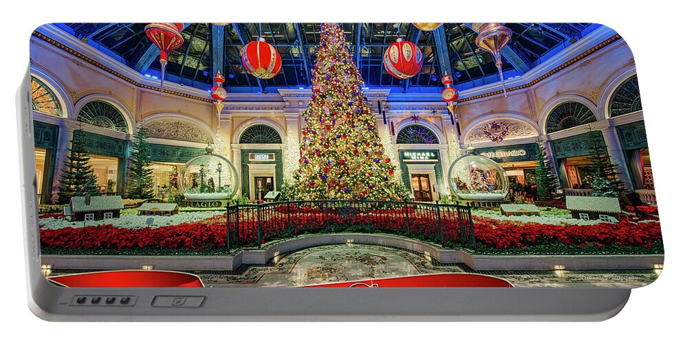 Bellagio Conservatory Portable Battery Charger featuring the photograph The Bellagio Conservatory Christmas Tree Card by Aloha Art