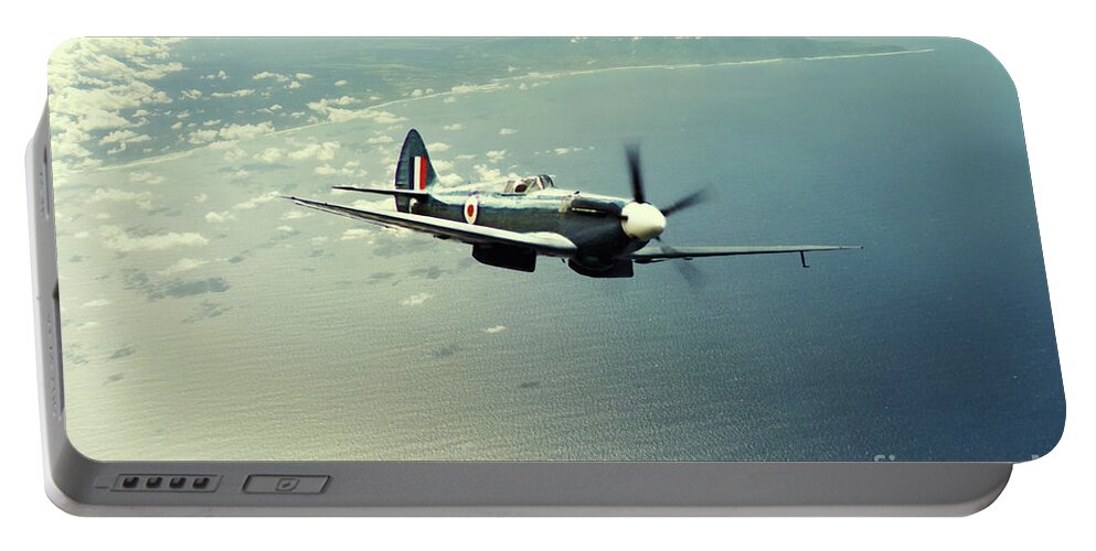 Spitfire Portable Battery Charger featuring the digital art The Big Blue by Airpower Art