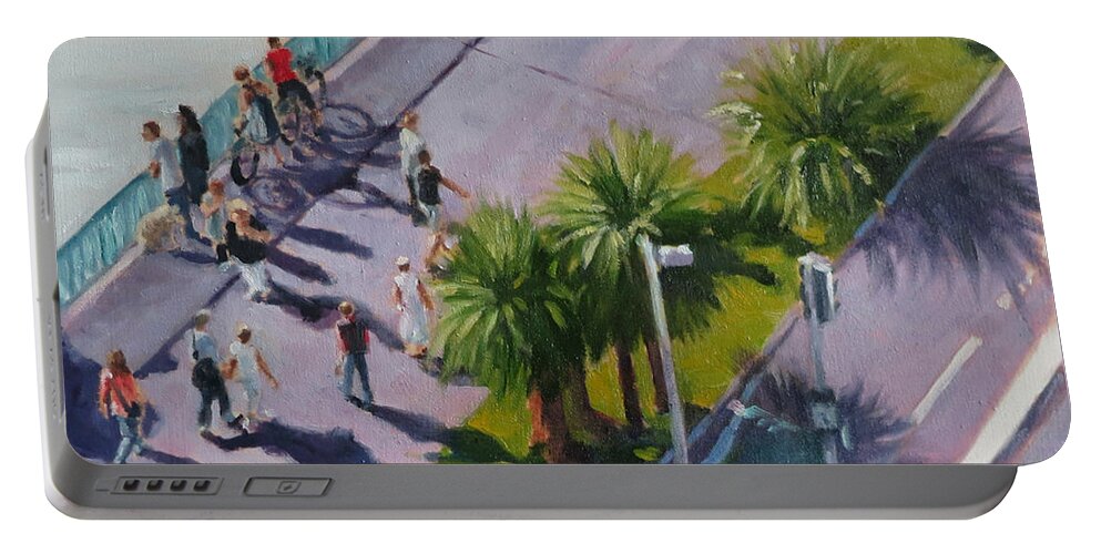 Riviera Portable Battery Charger featuring the painting The Bird's View by Connie Schaertl