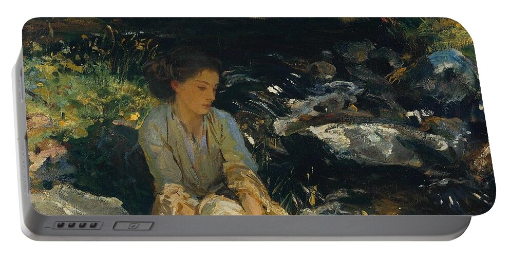 John Singer Sargent 1856�1925  The Black Brook Portable Battery Charger featuring the painting The Black Brook by John Singer Sargent