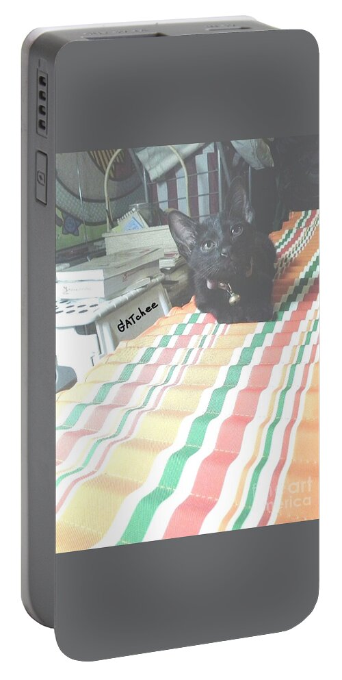 Black Portable Battery Charger featuring the photograph The Black Kitten by Sukalya Chearanantana