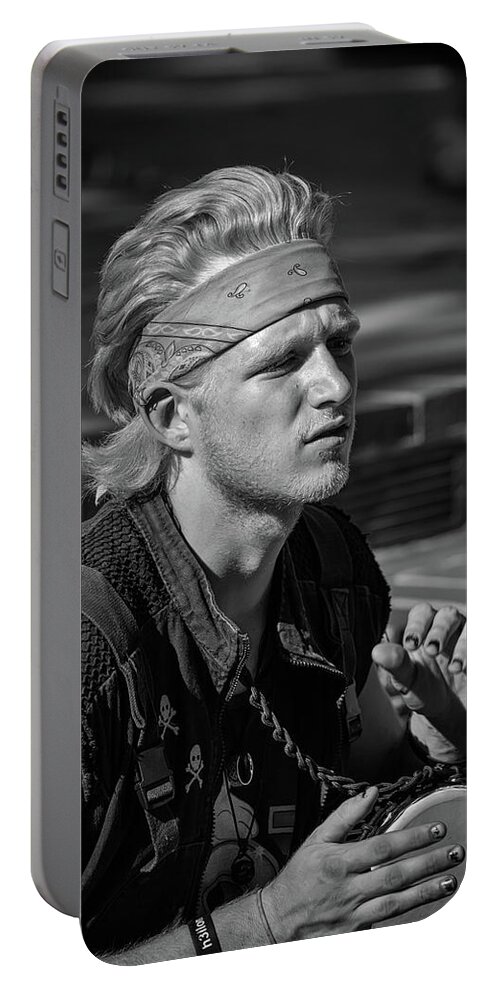 Man Portable Battery Charger featuring the photograph The Blond Drummer by John Haldane