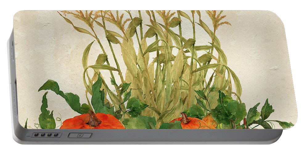 Pumpkins Portable Battery Charger featuring the mixed media The Bountiful Harvest by Colleen Taylor