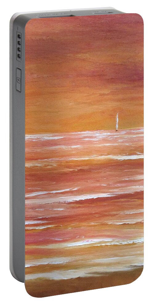 Seascape Portable Battery Charger featuring the painting The Broad Ahead by Angeles M Pomata