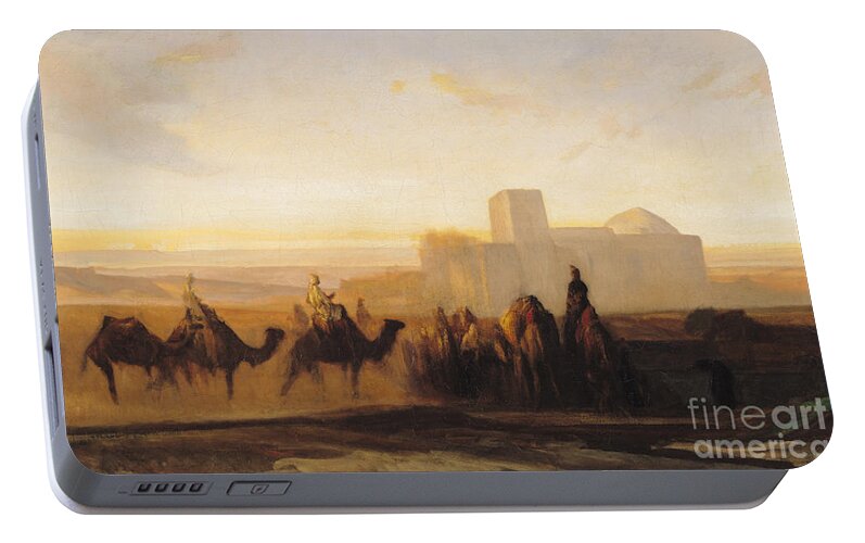 The Portable Battery Charger featuring the painting The Caravan by Alexandre Gabriel Decamps