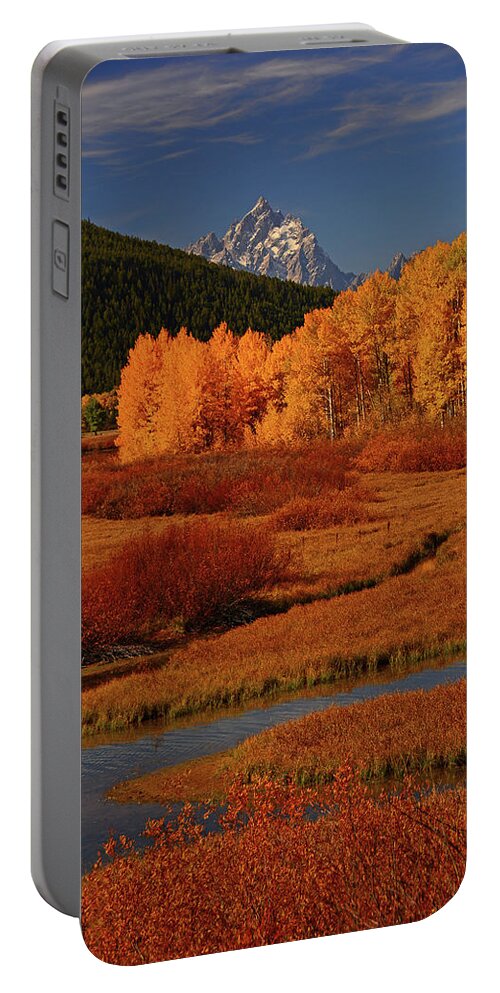 The Cathedral Group From North Of Oxbow Bend Portable Battery Charger featuring the photograph The Cathedral Group from North of Oxbow Bend by Raymond Salani III