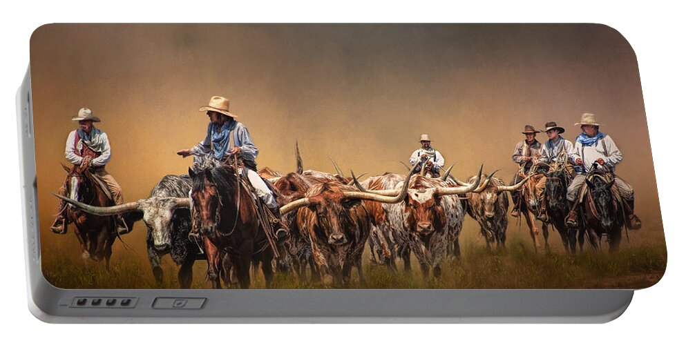 Animals Portable Battery Charger featuring the photograph The Chisolm Trail by David and Carol Kelly