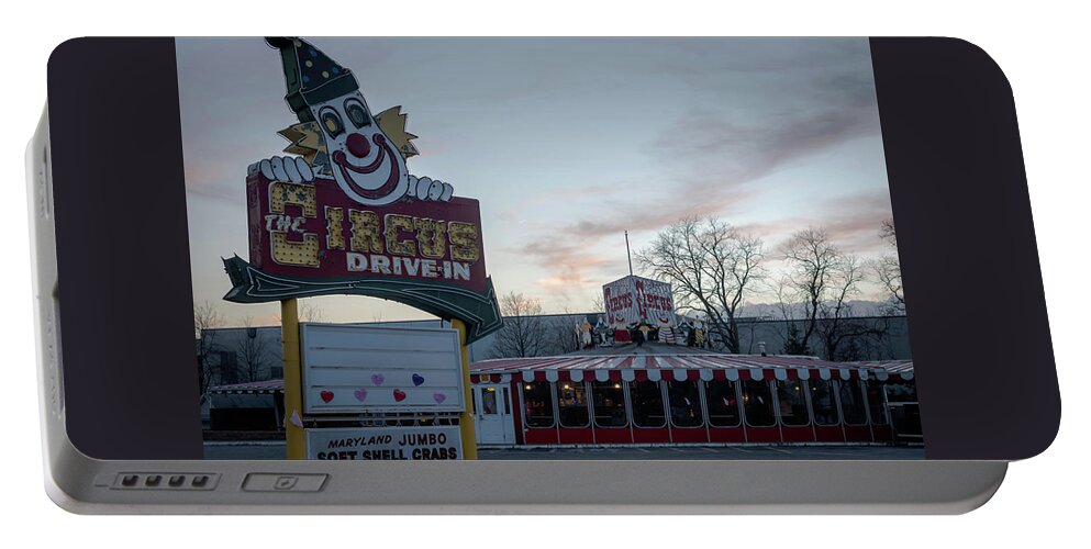 Terry D Photography Portable Battery Charger featuring the photograph The Circus Drive In Wall Township NJ by Terry DeLuco