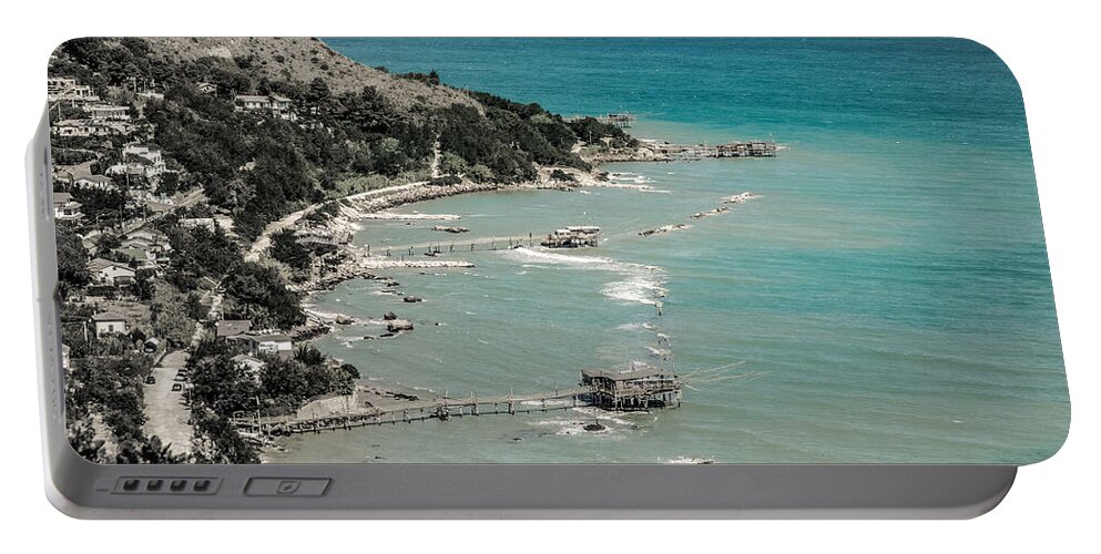 Trabocchi Portable Battery Charger featuring the photograph The city of waves by AM FineArtPrints