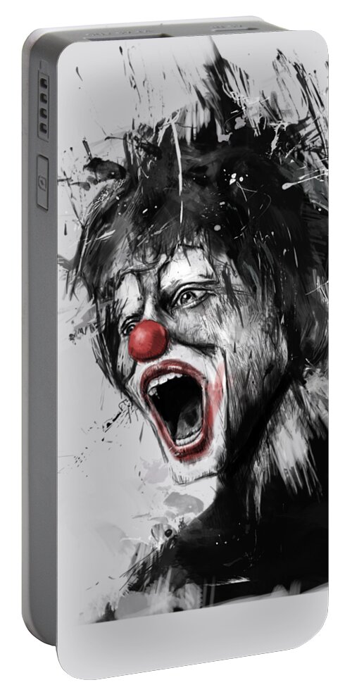 Clown Portable Battery Charger featuring the mixed media The Clown by Balazs Solti
