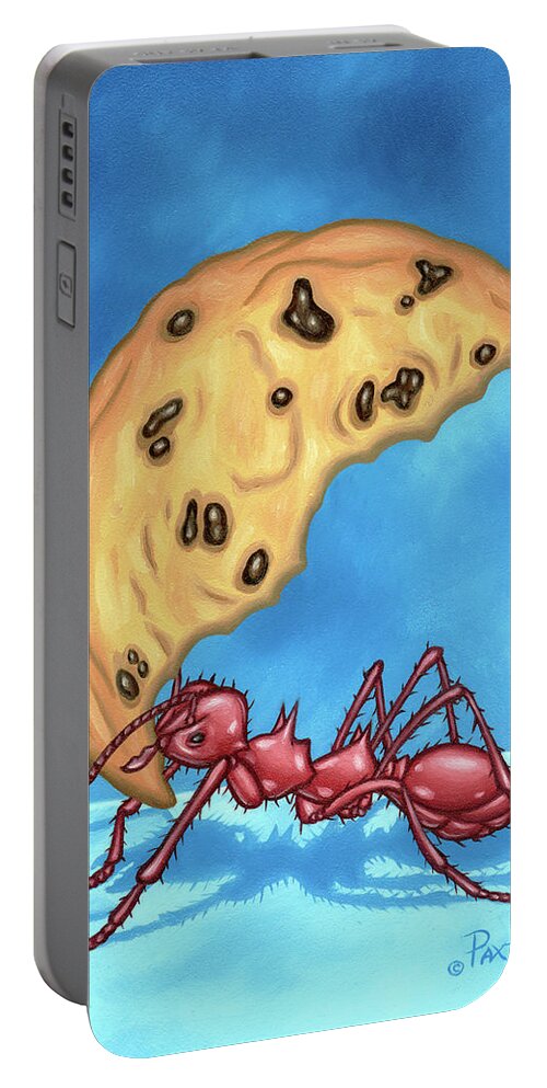  Portable Battery Charger featuring the painting The Cookie Cutter Ant by Paxton Mobley