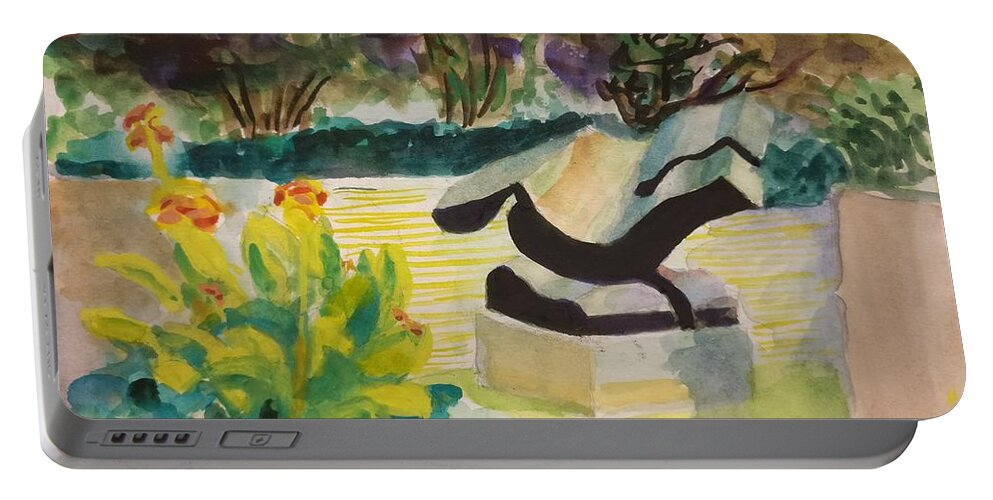 Architectural Portable Battery Charger featuring the painting The Corinthian Garden by Nicolas Bouteneff