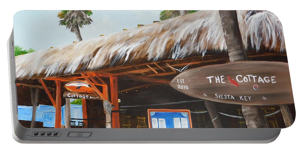 Siesta Key Portable Battery Charger featuring the painting The Cottage On Siesta Key by Lloyd Dobson