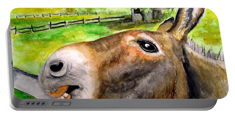 Mule Portable Battery Charger featuring the painting The Country Mule by Carol Grimes