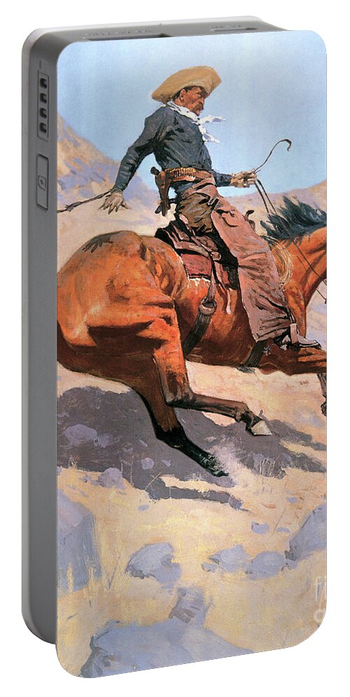 Cowboy Portable Battery Charger featuring the painting The Cowboy by Frederic Remington