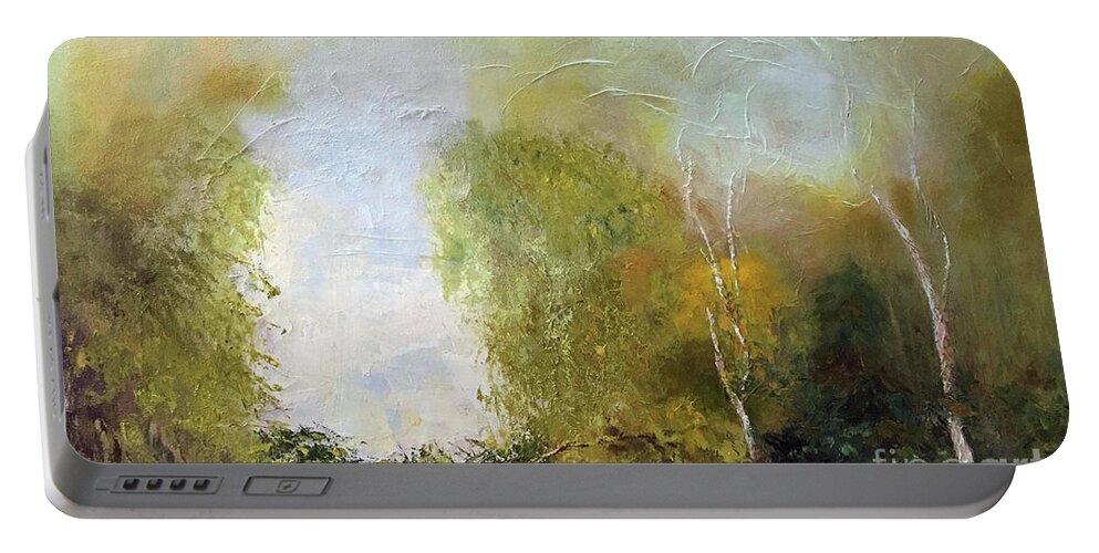 Landscape Portable Battery Charger featuring the painting The Creek by Marlene Book