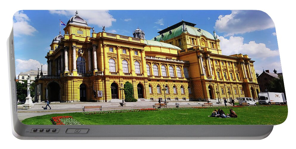 The Croatian National Theater Portable Battery Charger featuring the photograph The Croatian National Theater In Zagreb, Croatia by Jasna Dragun