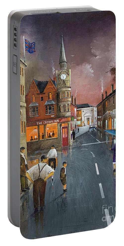 England Portable Battery Charger featuring the painting The Crown Inn, Dudley - England by Ken Wood