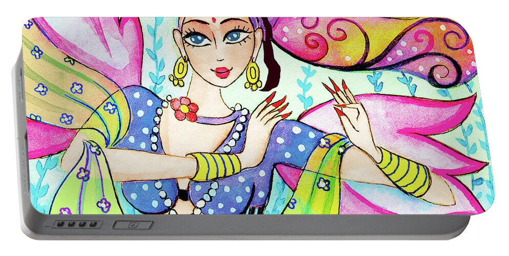 Fairy Dancer Portable Battery Charger featuring the painting The Dance of Pari by Eva Campbell
