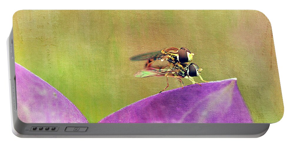 Cindi Ressler Portable Battery Charger featuring the photograph The Dance of the Hoverfly by Cindi Ressler