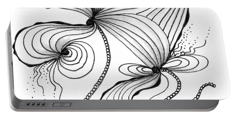 Zentangle Portable Battery Charger featuring the drawing The Dance by Jan Steinle