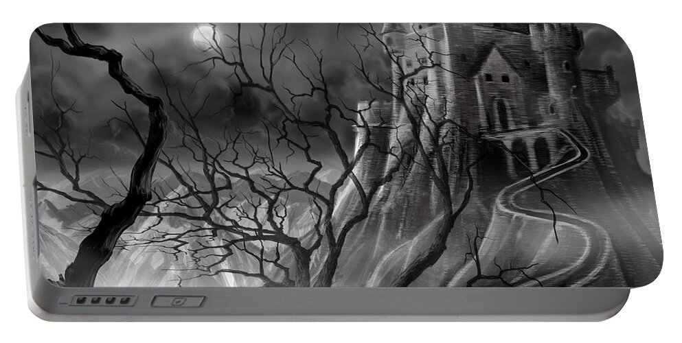 Castle Portable Battery Charger featuring the painting The Dark Castle by James Christopher Hill