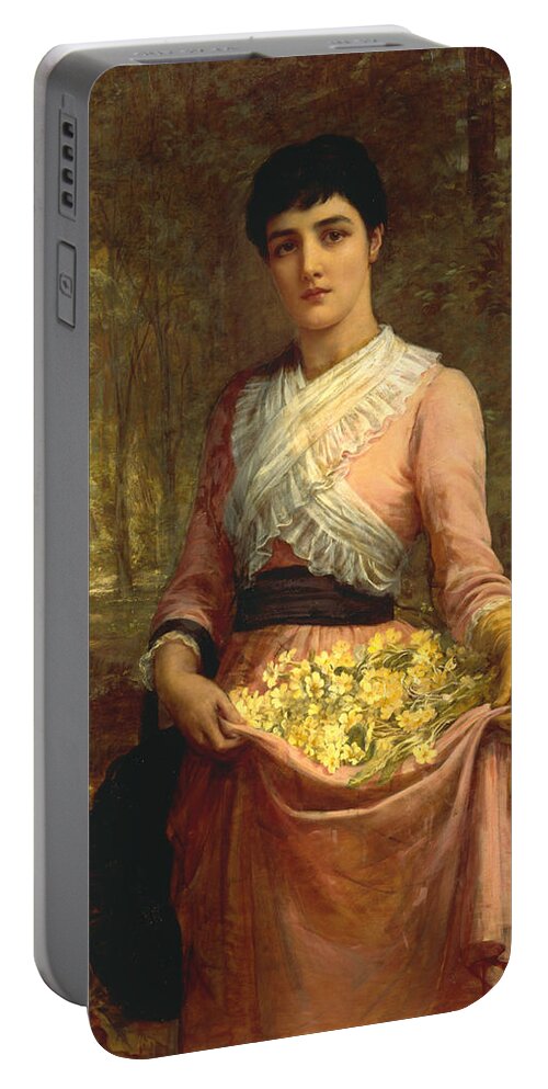 19th Century Art Portable Battery Charger featuring the painting The Daughters of Our Empire. England - The Primrose by Edwin Long
