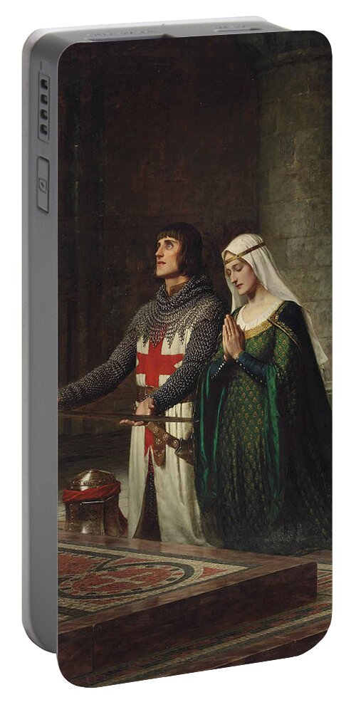 19th Century Art Portable Battery Charger featuring the painting The Dedication by Edmund Leighton