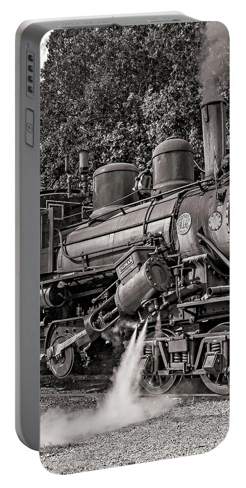 Pocahontas County Portable Battery Charger featuring the photograph The Durbin Rocket - Steamed Up - Sepia by Steve Harrington