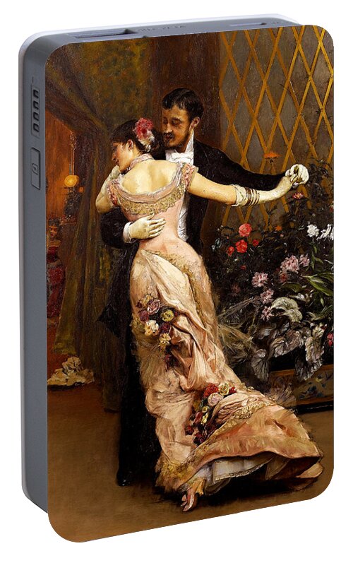 Rogelio De Egusquiza Portable Battery Charger featuring the painting The end of the ball by Rogelio de Egusquiza