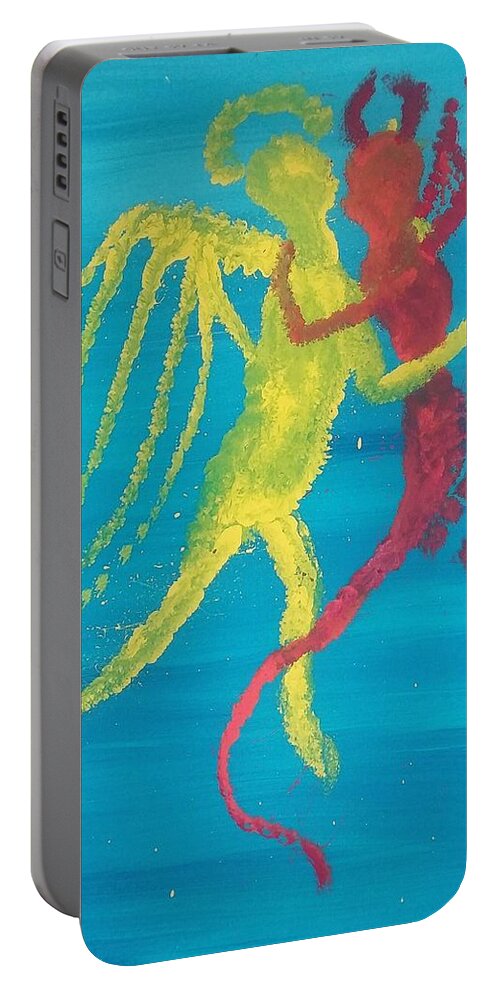 Angel Portable Battery Charger featuring the painting The Eternal Struggle by Vale Anoa'i