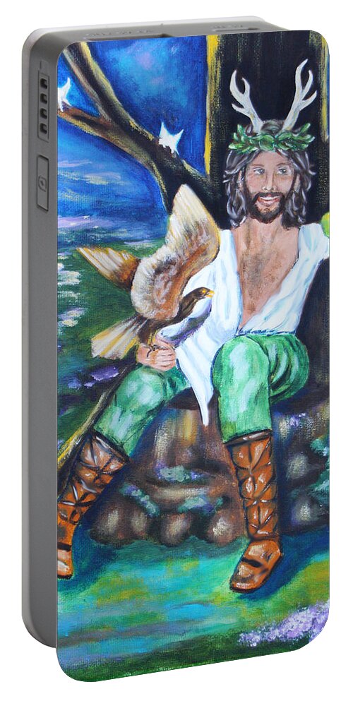 Faery Portable Battery Charger featuring the painting The Faery King by Diana Haronis