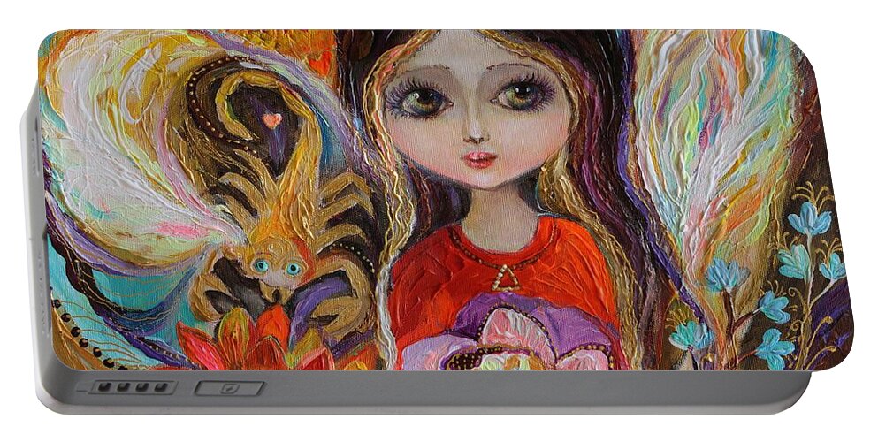 Portrait Portable Battery Charger featuring the painting The Fairies of Zodiac series - Scorpio by Elena Kotliarker