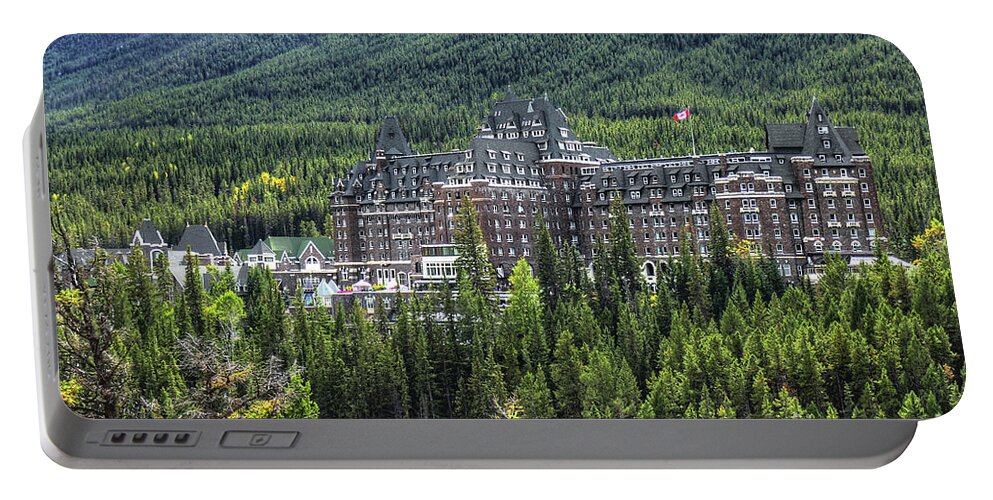 Aspen Woods Portable Battery Charger featuring the photograph The Fairmont Banff Springs by Wayne Moran