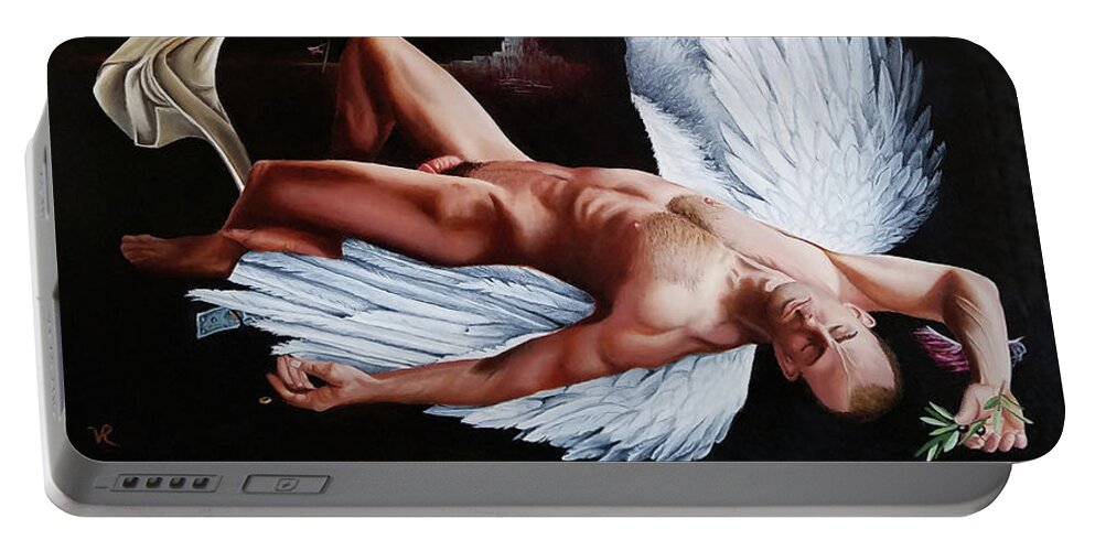 Angels Portable Battery Charger featuring the painting The Fallen by Vic Ritchey