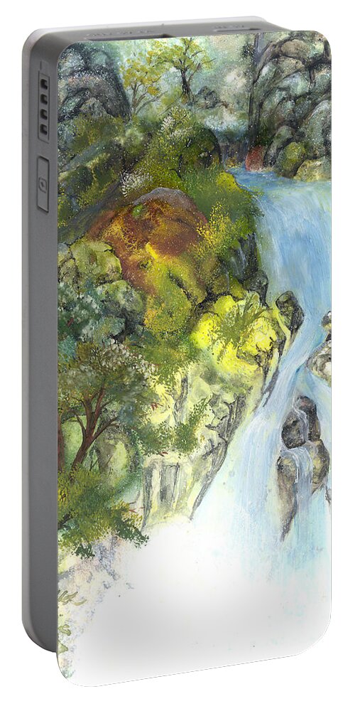 Waterfall Portable Battery Charger featuring the painting The Falls by Sherry Shipley