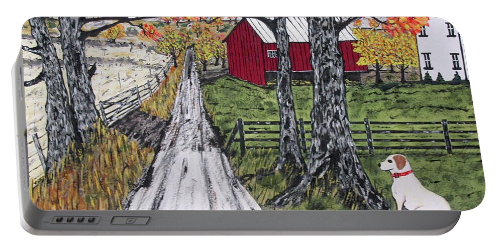 Farm Portable Battery Charger featuring the painting Sadie The Farm Dog by Jeffrey Koss