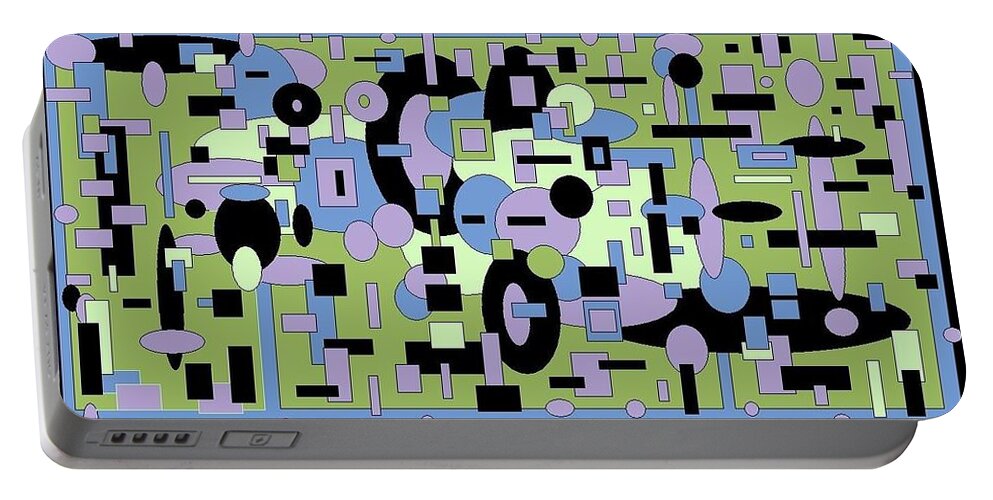 Digital Black Green Artwork Portable Battery Charger featuring the digital art The Field by Jordana Sands