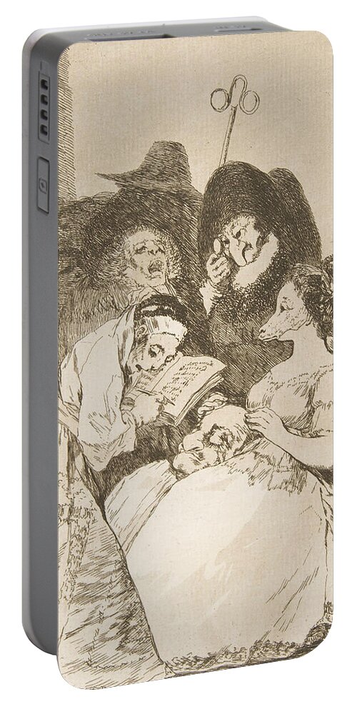 Spanish Art Portable Battery Charger featuring the relief The filiation by Francisco Goya