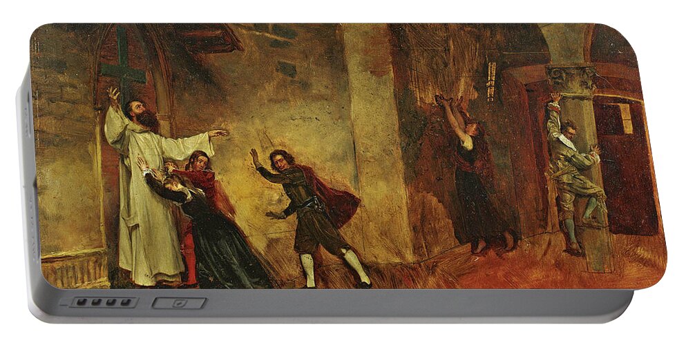 Attributed To Jean-paul Laurens Portable Battery Charger featuring the painting The Fire by Attributed to Jean-Paul Laurens