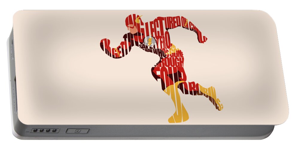 Flash Portable Battery Charger featuring the digital art The Flash by Inspirowl Design
