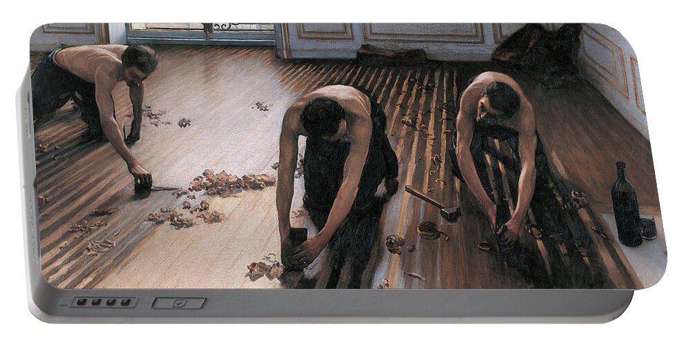 Floor Scrapers Portable Battery Charger featuring the painting The Floor Scrapers #6 by Gustave Caillebotte