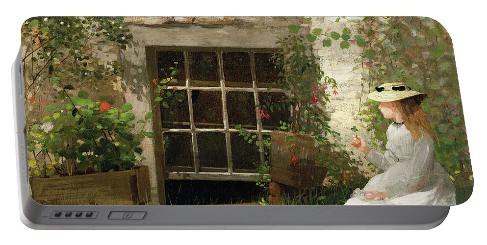 The Portable Battery Charger featuring the painting The Four Leaf Clover by Winslow Homer