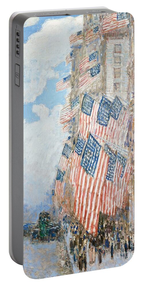 New York Portable Battery Charger featuring the painting The Fourth of July by Childe Hassam