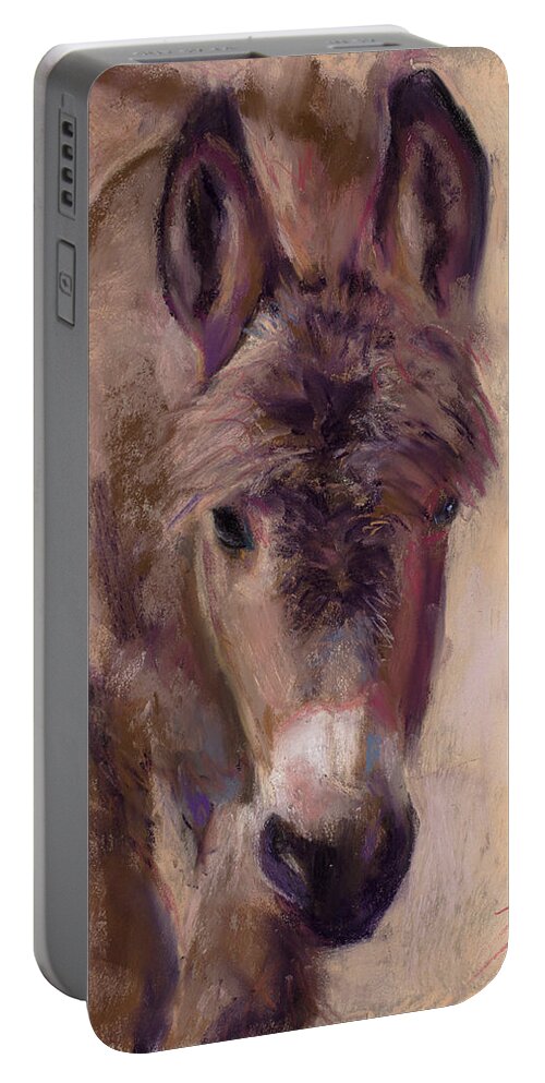 Donkey Portable Battery Charger featuring the painting The Furry One by Billie Colson