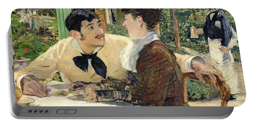 The Portable Battery Charger featuring the painting The Garden of Pere Lathuille by Edouard Manet