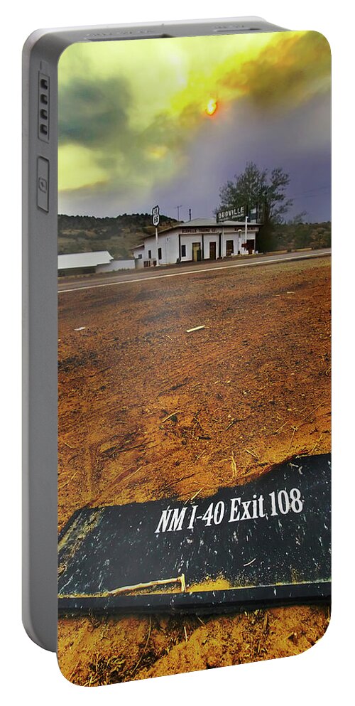 Route 66 Portable Battery Charger featuring the photograph The Ghost of Interstate 40 by Micah Offman