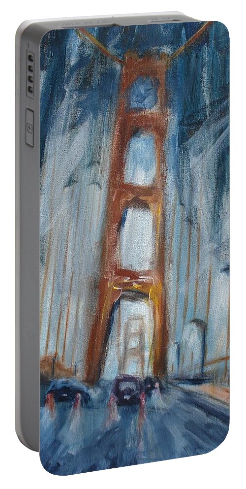Golden Gate Bridge Portable Battery Charger featuring the painting The Golden Gate by Donna Tuten
